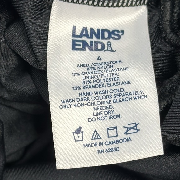 Lands’ End Women’s Black One Piece Wrap Style Swim Dress Adjustable Straps Sz 4 - Picture 8 of 8